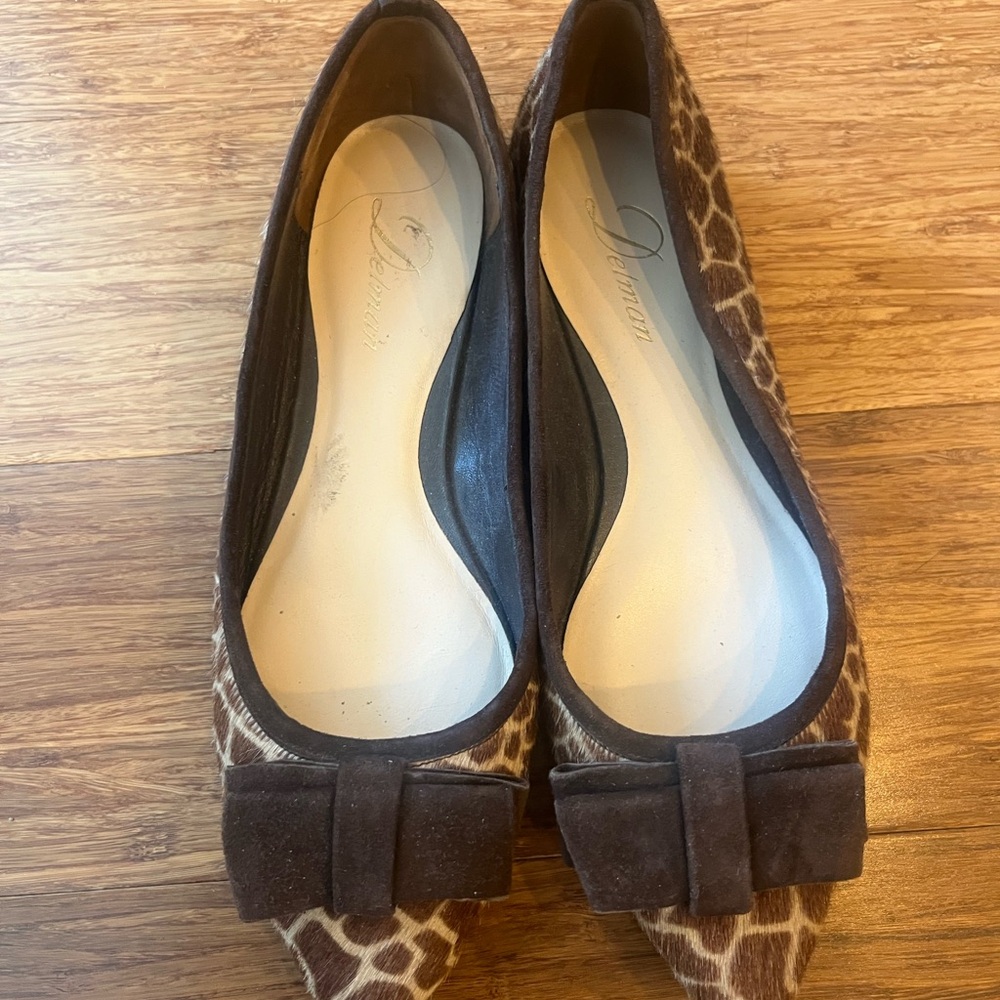 Delman Animal Print Women's Flats with Brown Bow
